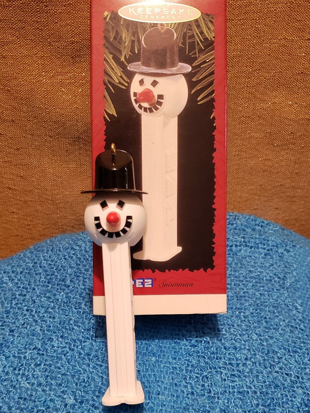 Vintage Pez Snowman Candy Dispenser - White with Black Hat Ornament 1996